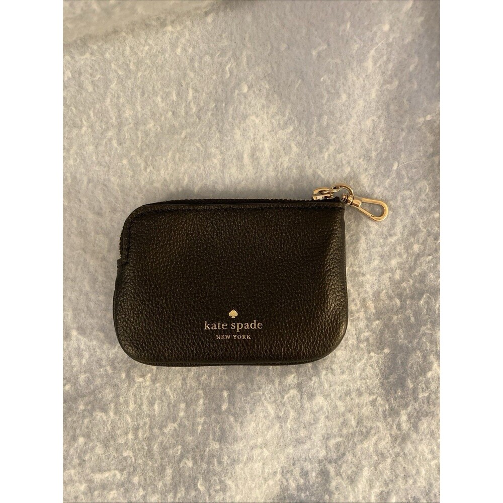 EUC "Kate Spade-Rosie" Black Pebbled Leather Zip Around Coin Purse XS